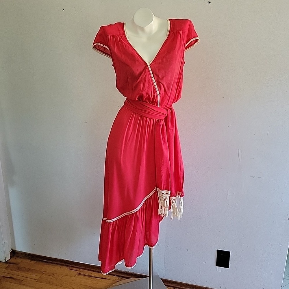 Red Asymmetrical Wrap Dress - Brand